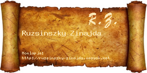 Ruzsinszky Zinajda névjegykártya